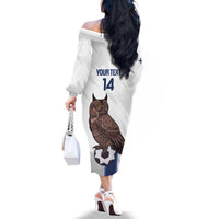 Custom Finland Football Family Matching Off The Shoulder Long Sleeve Dress and Hawaiian Shirt Suomi Come On Huuhkajat