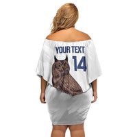 Custom Finland Football Family Matching Off Shoulder Short Dress and Hawaiian Shirt Suomi Come On Huuhkajat