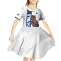 Custom Finland Football Kid Short Sleeve Dress Suomi Come On Huuhkajat