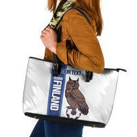 Custom Finland Football Leather Tote Bag Suomi Come On Huuhkajat