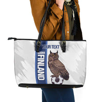 Custom Finland Football Leather Tote Bag Suomi Come On Huuhkajat