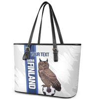 Custom Finland Football Leather Tote Bag Suomi Come On Huuhkajat