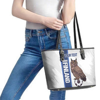 Custom Finland Football Leather Tote Bag Suomi Come On Huuhkajat
