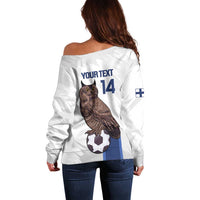 Custom Finland Football Off Shoulder Sweater Suomi Come On Huuhkajat