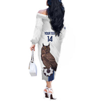 Custom Finland Football Off The Shoulder Long Sleeve Dress Suomi Come On Huuhkajat