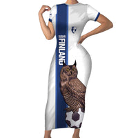 Custom Finland Football Short Sleeve Bodycon Dress Suomi Come On Huuhkajat