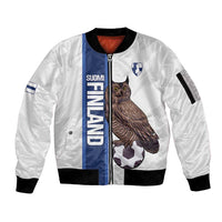 Custom Finland Football Sleeve Zip Bomber Jacket Suomi Come On Huuhkajat
