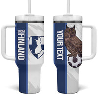 Custom Finland Football Tumbler With Handle Suomi Come On Huuhkajat