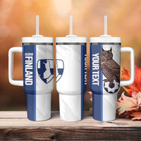 Custom Finland Football Tumbler With Handle Suomi Come On Huuhkajat
