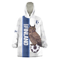 Custom Finland Football Wearable Blanket Hoodie Suomi Come On Huuhkajat