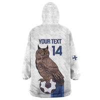 Custom Finland Football Wearable Blanket Hoodie Suomi Come On Huuhkajat