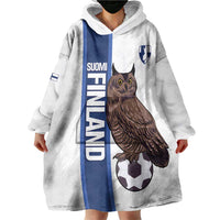 Custom Finland Football Wearable Blanket Hoodie Suomi Come On Huuhkajat