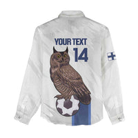 Custom Finland Football Women Casual Shirt Suomi Come On Huuhkajat