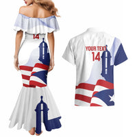 Custom Puerto Rico Football Couples Matching Mermaid Dress and Hawaiian Shirt Vamos Los Boricuas