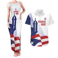 Custom Puerto Rico Football Couples Matching Tank Maxi Dress and Hawaiian Shirt Vamos Los Boricuas