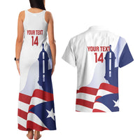 Custom Puerto Rico Football Couples Matching Tank Maxi Dress and Hawaiian Shirt Vamos Los Boricuas