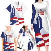 Custom Puerto Rico Football Family Matching Long Sleeve Bodycon Dress and Hawaiian Shirt Vamos Los Boricuas