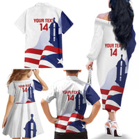 Custom Puerto Rico Football Family Matching Off The Shoulder Long Sleeve Dress and Hawaiian Shirt Vamos Los Boricuas