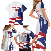 Custom Puerto Rico Football Family Matching Short Sleeve Bodycon Dress and Hawaiian Shirt Vamos Los Boricuas