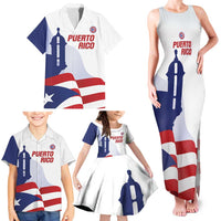 Custom Puerto Rico Football Family Matching Tank Maxi Dress and Hawaiian Shirt Vamos Los Boricuas