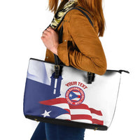 Custom Puerto Rico Football Leather Tote Bag Vamos Los Boricuas