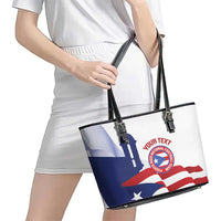 Custom Puerto Rico Football Leather Tote Bag Vamos Los Boricuas