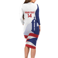 Custom Puerto Rico Football Long Sleeve Bodycon Dress Vamos Los Boricuas