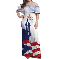 Custom Puerto Rico Football Off Shoulder Maxi Dress Vamos Los Boricuas