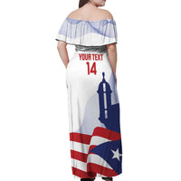 Custom Puerto Rico Football Off Shoulder Maxi Dress Vamos Los Boricuas