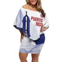 Custom Puerto Rico Football Off Shoulder Short Dress Vamos Los Boricuas