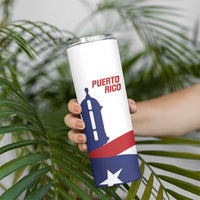 Custom Puerto Rico Football Skinny Tumbler Vamos Los Boricuas