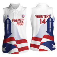 Custom Puerto Rico Football Women Sleeveless Polo Shirt Vamos Los Boricuas