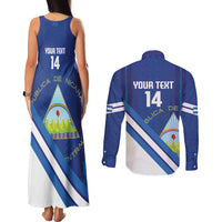 Custom Nicaragua Football Couples Matching Tank Maxi Dress and Long Sleeve Button Shirt Vamos Los Pinoleros