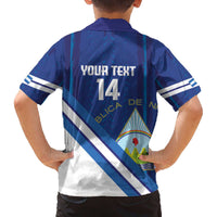 Custom Nicaragua Football Family Matching Off The Shoulder Long Sleeve Dress and Hawaiian Shirt Vamos Los Pinoleros