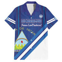 Custom Nicaragua Football Family Matching Off The Shoulder Long Sleeve Dress and Hawaiian Shirt Vamos Los Pinoleros