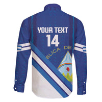 Custom Nicaragua Football Family Matching Off The Shoulder Long Sleeve Dress and Hawaiian Shirt Vamos Los Pinoleros