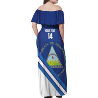 Custom Nicaragua Football Family Matching Off Shoulder Maxi Dress and Hawaiian Shirt Vamos Los Pinoleros