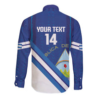 Custom Nicaragua Football Long Sleeve Button Shirt Vamos Los Pinoleros
