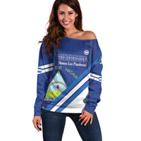 Custom Nicaragua Football Off Shoulder Sweater Vamos Los Pinoleros