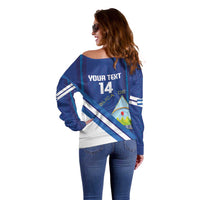 Custom Nicaragua Football Off Shoulder Sweater Vamos Los Pinoleros
