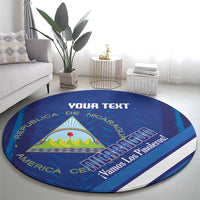 Custom Nicaragua Football Round Carpet Vamos Los Pinoleros
