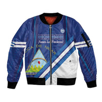 Custom Nicaragua Football Sleeve Zip Bomber Jacket Vamos Los Pinoleros