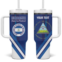 Custom Nicaragua Football Tumbler With Handle Vamos Los Pinoleros