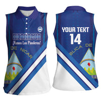 Custom Nicaragua Football Women Sleeveless Polo Shirt Vamos Los Pinoleros