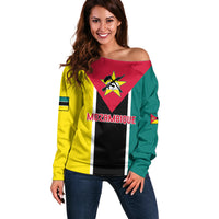 Personalised Mozambique Off Shoulder Sweater Muzambhiki Flag Style - Wonder Print Shop