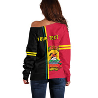 Personalised Independence Day Mozambique Off Shoulder Sweater Muzambhiki Coat Of Arms - Wonder Print Shop