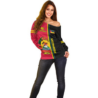 Personalised Independence Day Mozambique Off Shoulder Sweater Muzambhiki Coat Of Arms - Wonder Print Shop