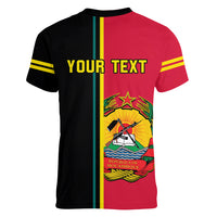 Personalised Independence Day Mozambique Women V Neck T Shirt Muzambhiki Coat Of Arms - Wonder Print Shop