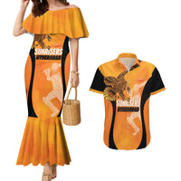 Custom Hyderabad India Cricket Couples Matching Mermaid Dress and Hawaiian Shirt Go Sunrisers Eagle
