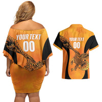 Custom Hyderabad India Cricket Couples Matching Off Shoulder Short Dress and Hawaiian Shirt Go Sunrisers Eagle